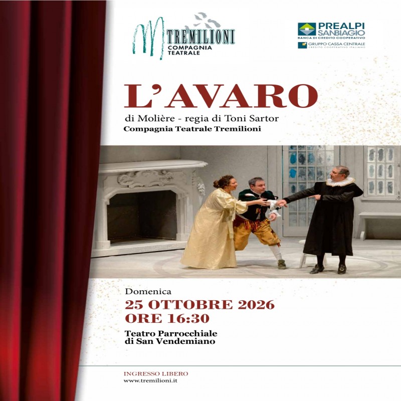 L'AVARO DI MOLIERE - SAN VENDEMIANO 25/10/2026